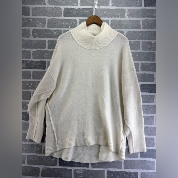 Free People | Mock Turtleneck Double Collar Cream Sweater Size Small - Picture 1 of 9